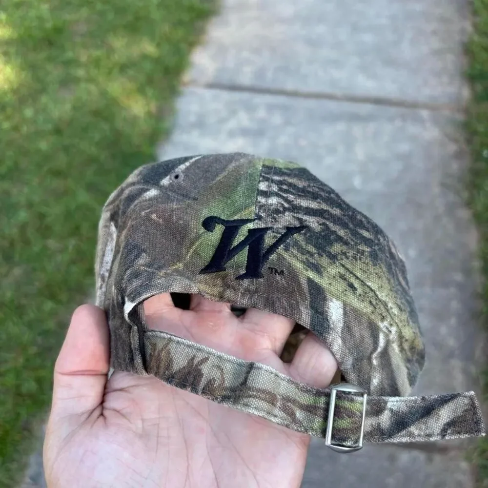 Vintage 1990s Winchester turkey embroidery camo strap back hat, OSFA!